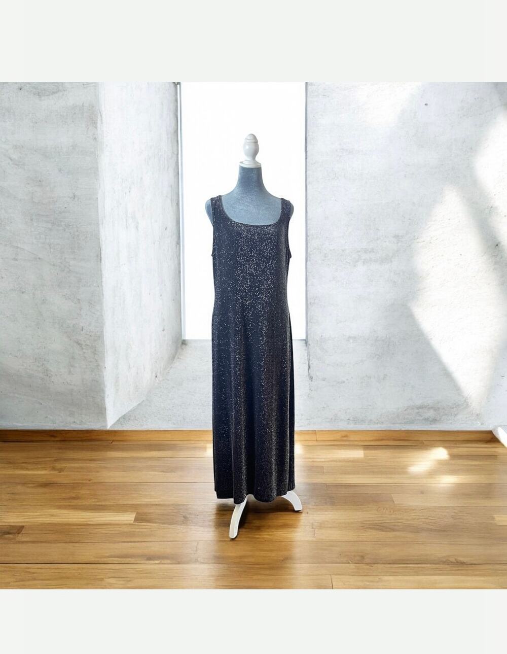 Alex Evenings long formal Lurex Tank Top dress Stretch, Vintage Large